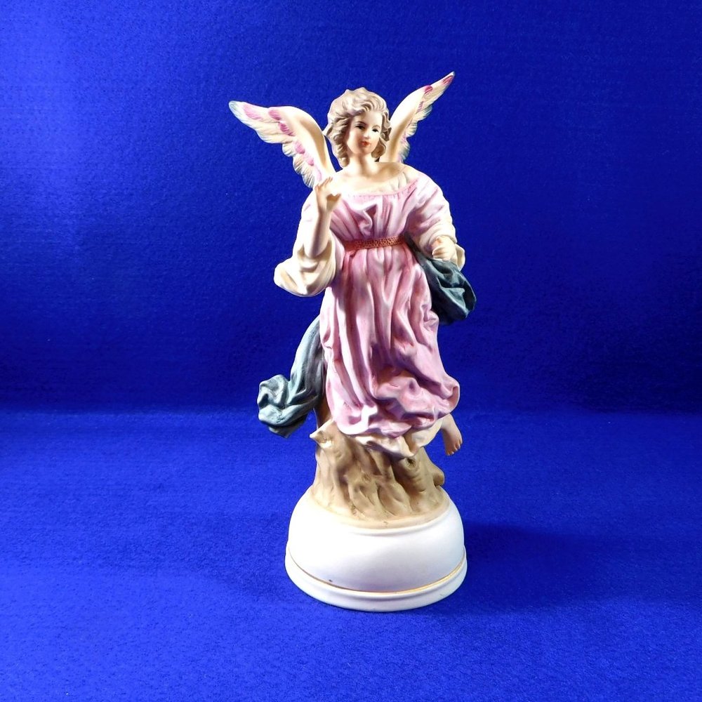 Angel Music Box Eda Mann 1982 Milano Porcelain Bisque Hand Painted SEE VIDEO